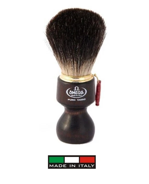 Omega : 6126  pennello barba in tasso nero -manico legno ovangokol( made Italy)