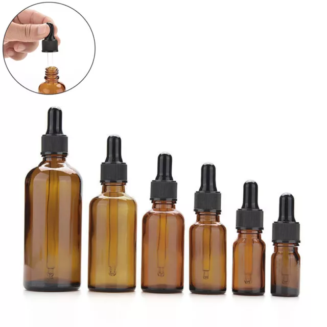 5ml-100ml Amber Glass Liquid Reagent Pipette Bottle Eye Dropper Aromatherapy  Bf