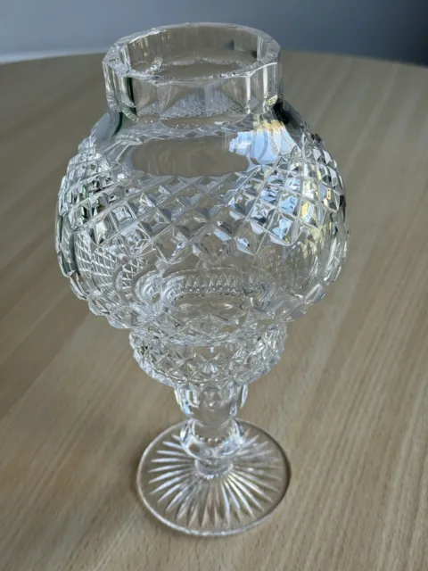 Tyrone Irish Crystal Hurricane Candle Holder Clear Cut Ireland Glass Globe Large