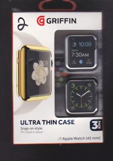 APPLE WATCH GRIFFIN ULTRA THIN CASE 42mm 3 Pack Snap On Style Case SEALED/ NEW