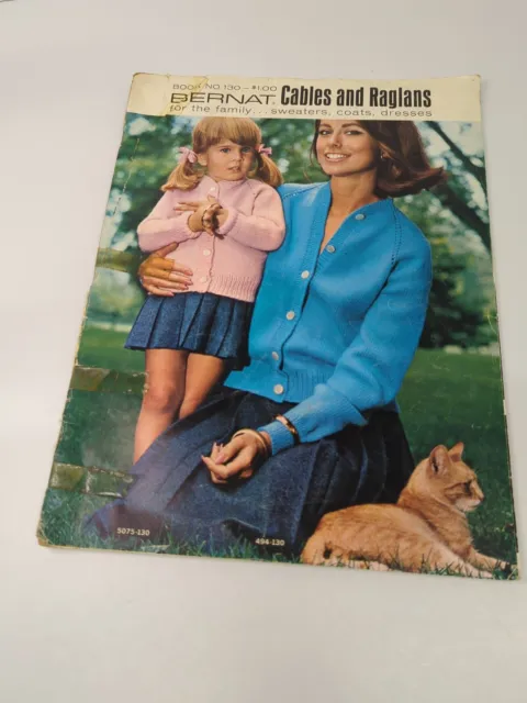 Suéteres Bernat 1966 cables y Raglans para la familia patrones de tejido libro 130