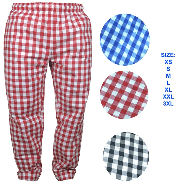 Chef Trouser Cotton Catering Food Pant Kitchen Trouser LARGE CHECK Red White Blu