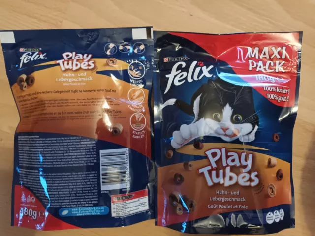 8x FELIX Play Tubes sabor a pollo e hígado � Maxi PACK 180g ◡ NUEVO&EMBALAJE ORIGINAL