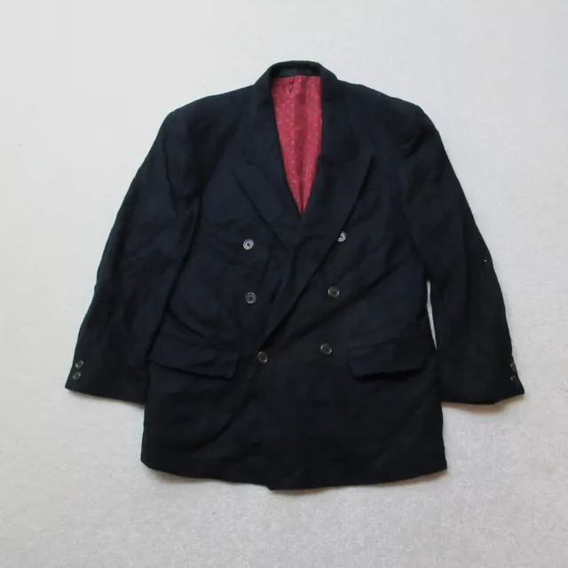 VINTAGE St Michael Blazer Mens 36 in Short Navy Blue Wool Cashmere UK Made 80s