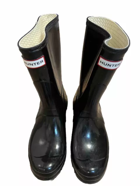 HUNTER Women’s Glossy Original Short Rain Boot Black Size 7M Women (Black)