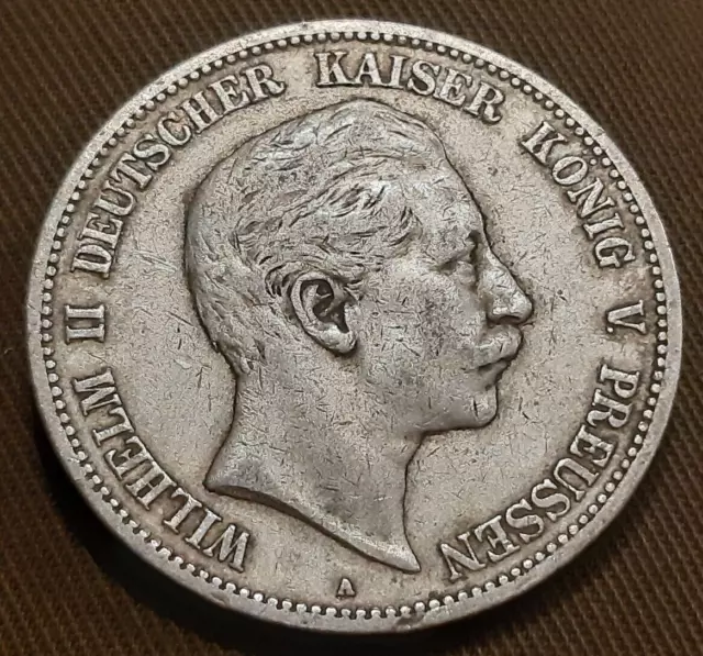 Deutsches Reich Preussen 5 Mark 1895 A Wilhelm II. Silbermünze Kaiserreich