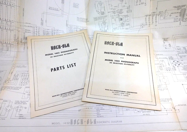 Rock-ola Model 1452 Service Manual, Parts List, Schematic Diagram Jukebox Manual