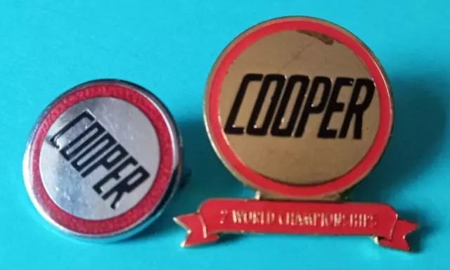 Cooper -  2 World Championships & Cooper Racing Metal/Enamel Badges  See Ad (C2)