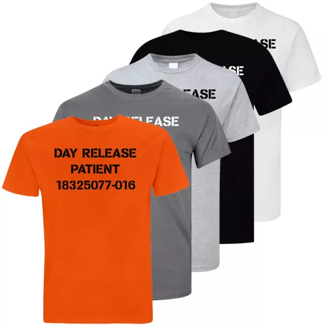 Day Release Patient T-Shirt Funny Psycho fancy Dress Short Sleeve Top Adults