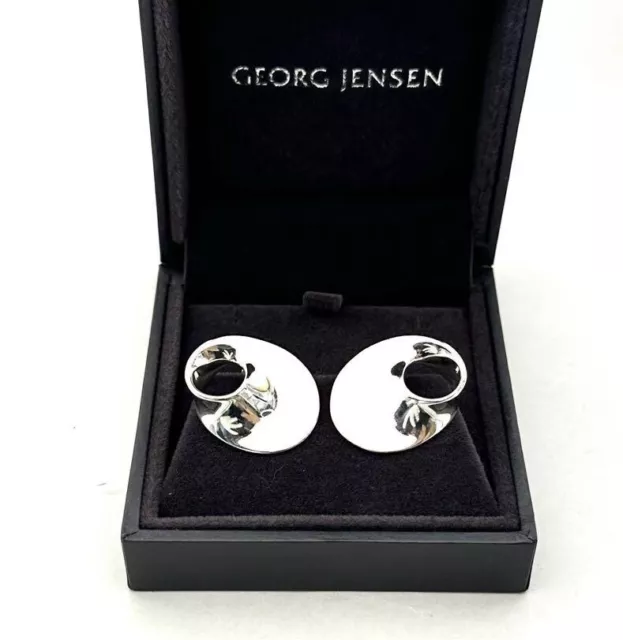 Georg Jensen # 142 Sterling Silver Earrings Moebius Vivianna Torun Denmark 925S
