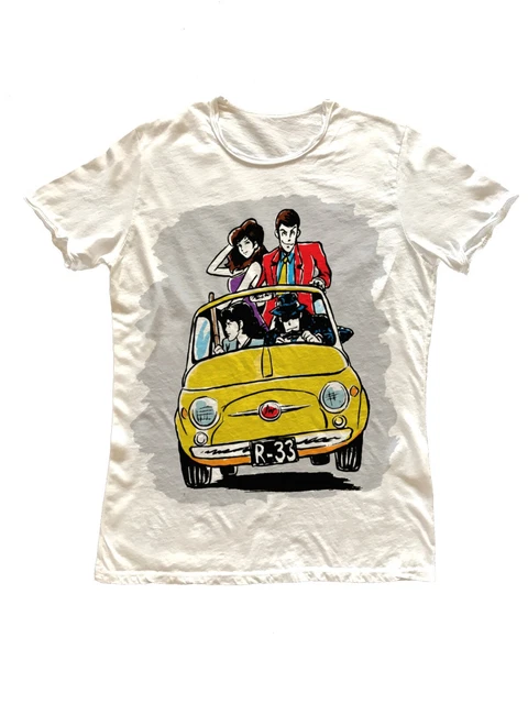 T-shirt stampata 100% cotone Arsenico Lupin comic manga car