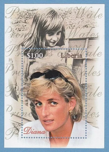 Princess Diana Stamp Royalty 1998 Liberia Princess Of Wales Memorial Mini Sheet