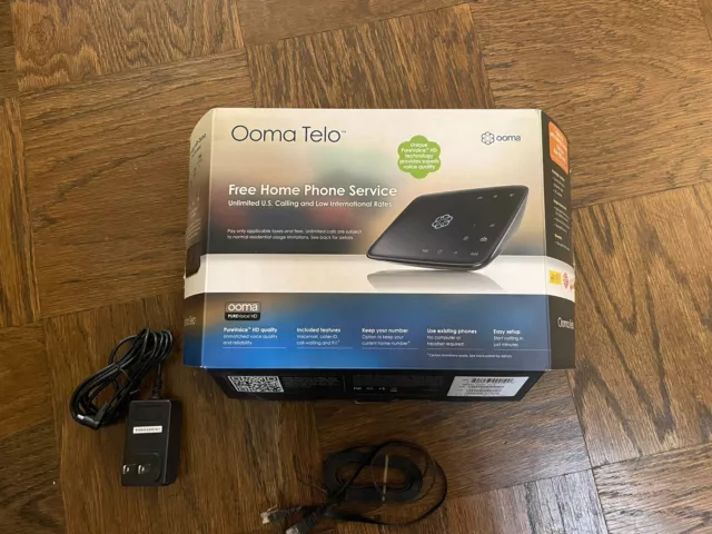 Ooma Telo VOIP 100-0215-253 Home Internet Phone System with Power Supply Cable