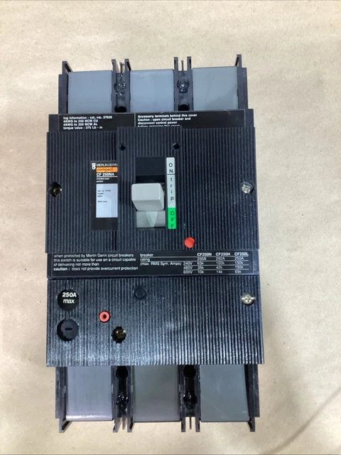Merlin Gerin Compact CF 250NA #37402 250A 3P 480V Molded Case Switch Used Merlin Gerin Compact CF 250NA #37402 250A 3P 480V Molded Case Switch Used