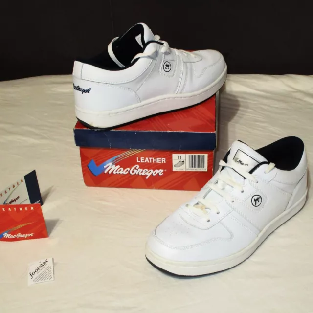 VTG MacGregor Low Court Shoe White Leather Tennis Shoes Sneakers Mens Size 11 VG