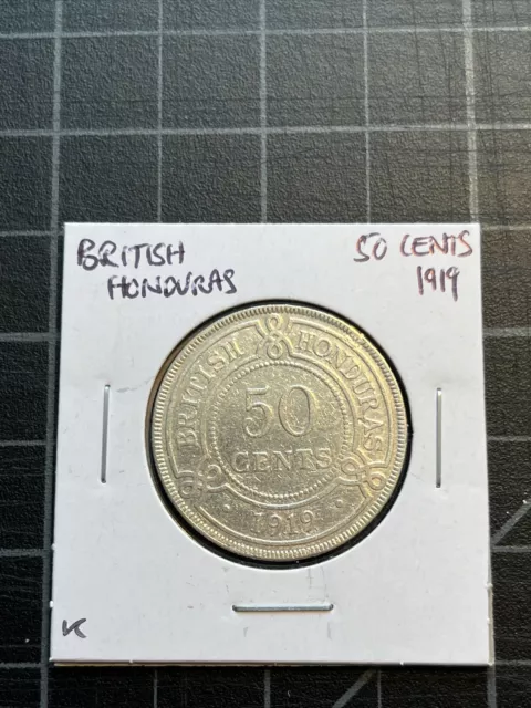 British Honduras Silver 50 Cents 1919