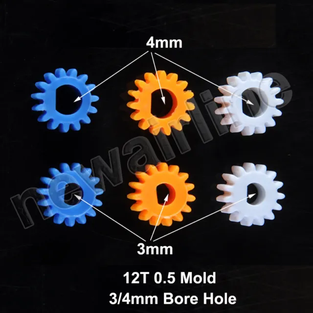 5PC 15T 15 Teeth 0.5 Mold 3mm/4mm Bore Hole Motor Plastic Gear Wheel for DIY Toy