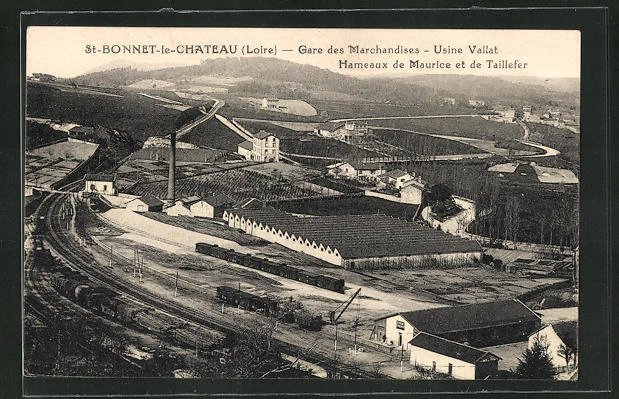 CPA St-Bonnet-le-Château, Gare des Marchandaises, Vallat factory, hamlets of Maur