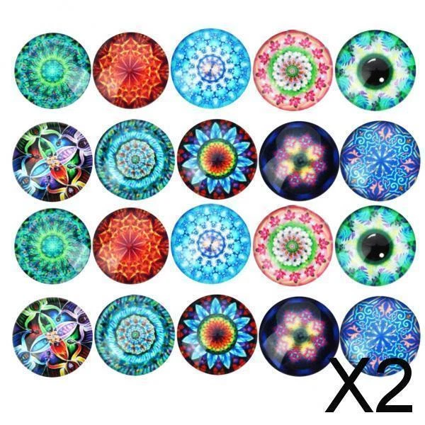 2X 20pcs gemischte Glaskuppel Flatback Cabochons Verschönerung