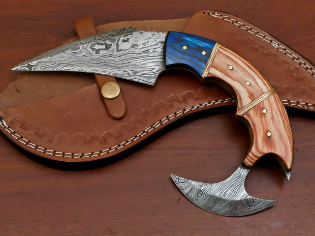 Hand Forged Damascus Steel Blade Full Tang Hunting Knife - Pakka Wood - Za-2991