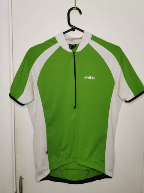DHB Sport Herren Radfahren Kurzarm Reißverschluss Top Shirt grün weiß Gr. Medium M