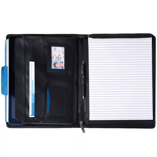 Alpine Swiss Leather Zippered Writing Pad Portfolio Business Briefcase Organizer