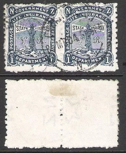 NEW ZEALAND GVLI 1902 1d 'WITH VR' GQVERNMENT FLAW (JF-F) CP X2h (z)