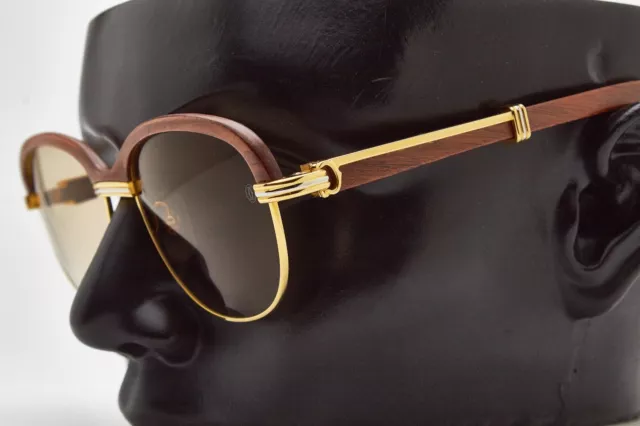 VINTAGE CARTIER MALMAISON 56 red wood bubinga sunglasses 1990