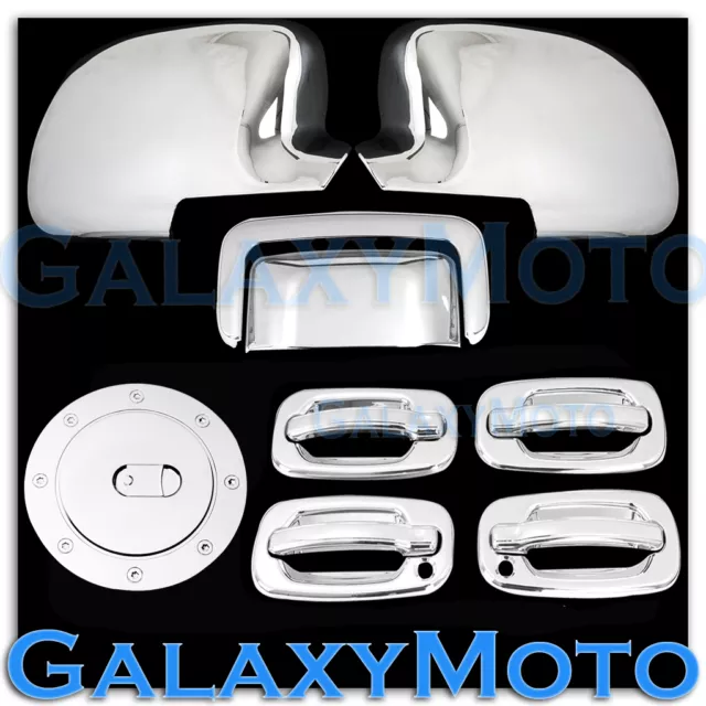 Chevy Tahoe Chrome Mirror+4 Door handle+Passenger Keyhole+Tailgate+Gas Cover