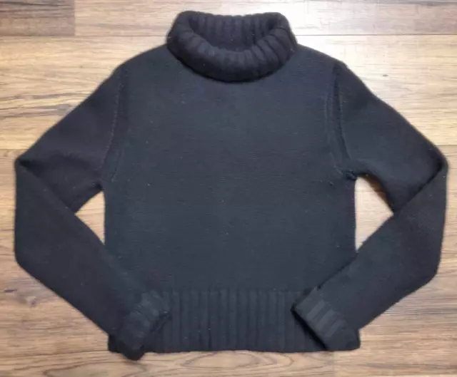 Burberry London 100% Cashmere Soft Loose Knit Turtleneck Black Sweater Medium