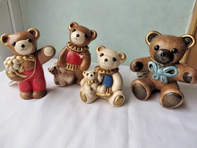 4 THUN Bären, ORIGINAL BOZEN KERAMIK ITALIEN FIGUR TEDDY BÄR