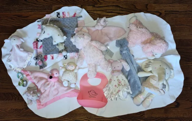 15 pc Lovey Security Blanket Plush Lot Baby Girl PINK Jellycat Gund Some NWT