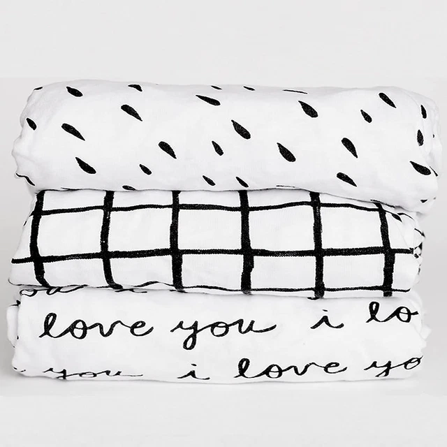 3 Fitted Crib Sheets Black/White Set for Baby Toddler Mattress - 100% Oeko-Tex C