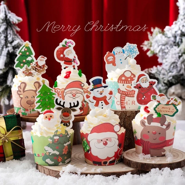 Ornements de Noël Cupcake Noël Résistant à la chaleur Les pieux Chrismtas  Noël