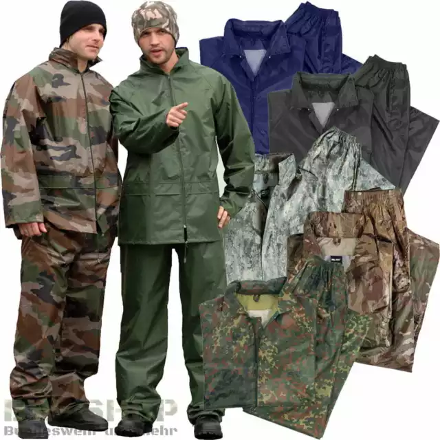 Bw Regenanzug Regenjacke + Regenhose Army Nässeschutz Flecktarn Camouflage & Uni