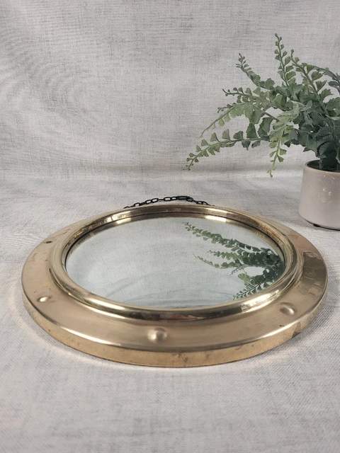 Brass Vintage Porthole Nautical Convex Round Mirror Bullseye Hanging