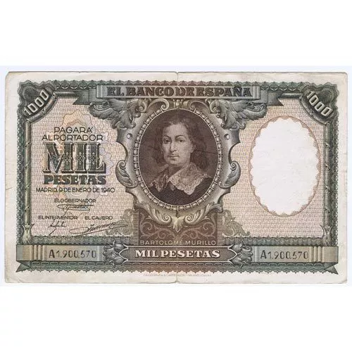 España Spain 1000 Pesetas - Enero 1940 Serie A1900570 - Mbc