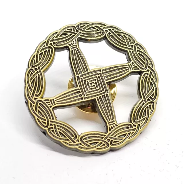 St Brigid's Cross Pin Badge Eire Irish Saint Brigid Kildare Metal Bronze Brooch