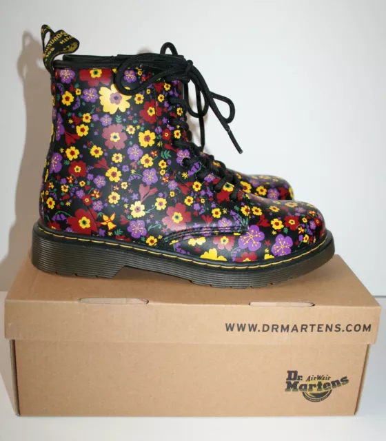 DR MARTENS NEUVES à ZIP Delaney noires fleurs chaussures boots bottines fille 35