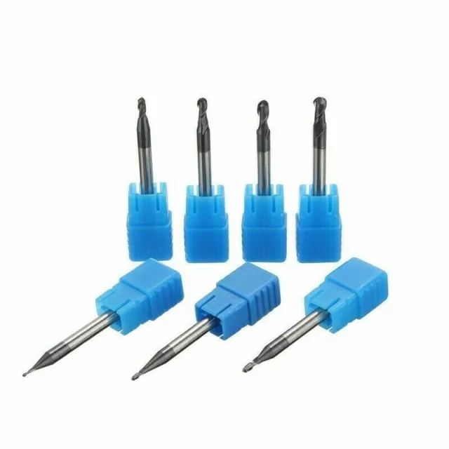 7pcs Tungsten Carbide 2-Flute Ball Nose Engraving CNC Radius 0.5-2.0MM End Mill