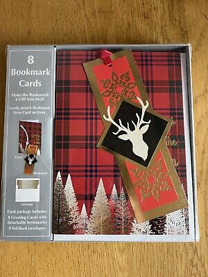 Trimmery Box Set Of 8 Holiday Bookmark￼ Christmas Cards & Foil Lined Envelopes