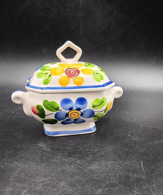 Jelly Or Sugar Bowl w Lid Floral Pattern Made in Portugal J. Willfred by Sadek