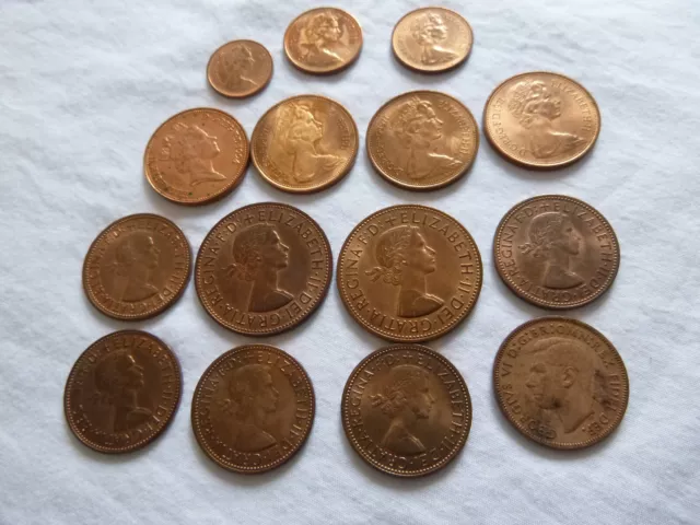 15 x 1d Penny 1/2d  Penny 2p 1p 1/2p all with Lustre