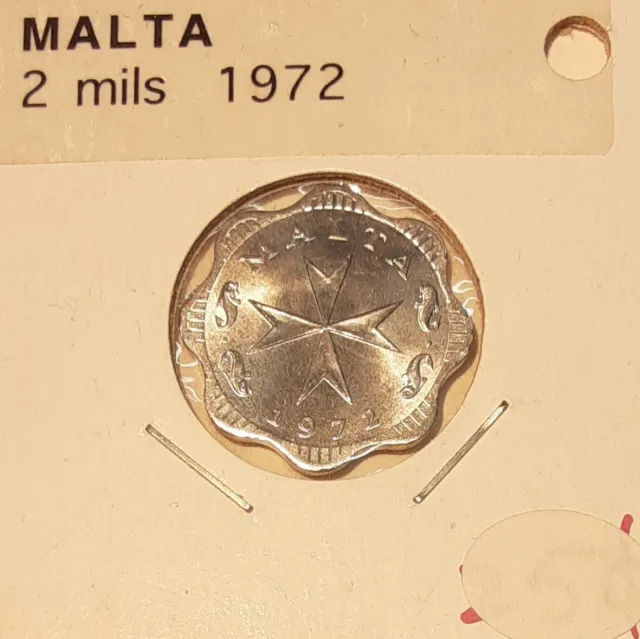 1972 Malta 2 Mils Aluminum-Magnesium Coin  UNC