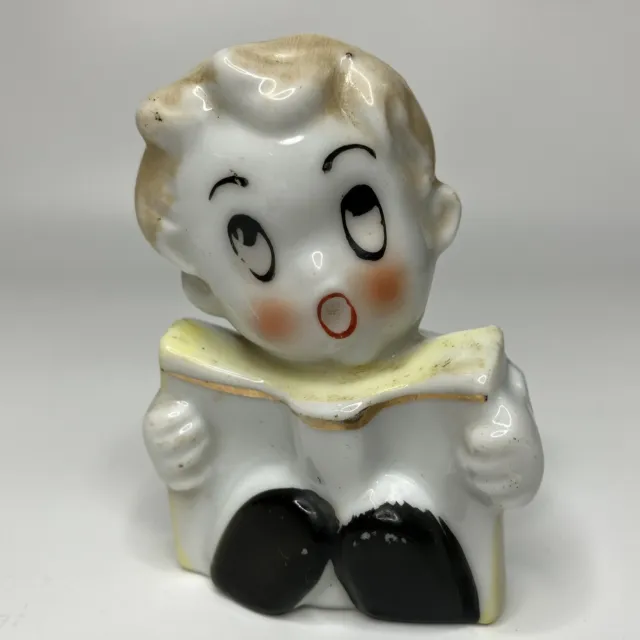 Christmas Caroler Singing Child MCM 3" Ceramic Porcelain Figurine VTG Japan