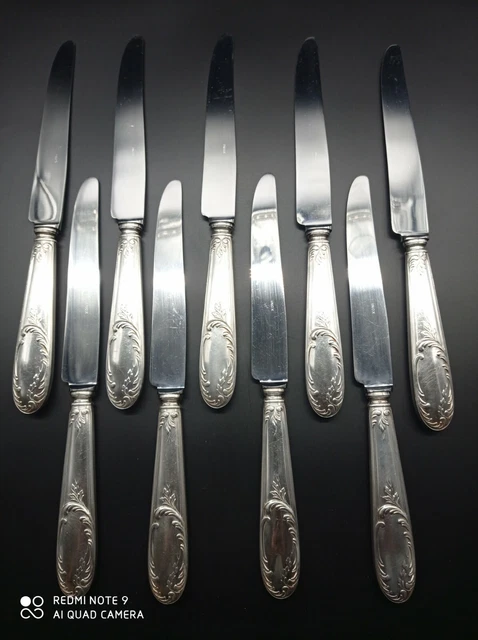 12 Couteaux De Table François Frionnet - Style Louis XV, Métal Argenté, écrin Inclus