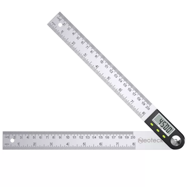Neoteck 360 Degree Digital LCD Angle Finder Stainless Steel Ruler 200 mm Measure
