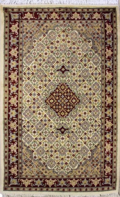 Rugstc 3x5 Senneh Pak Persian White Area Rug, Hand-Knotted,Floral with Wool Pile