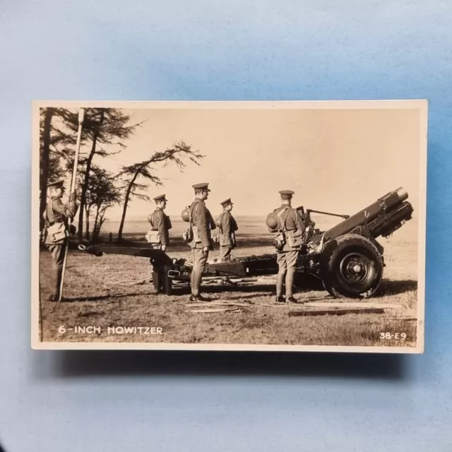 Military Postcard Real Photo C1939 WW2 6 Inch Howitzer Artillery Field Unit