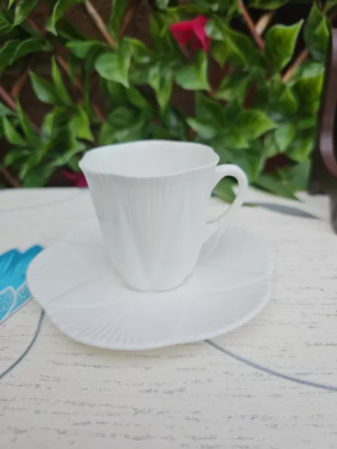 Vintage Shelley Dainty Shape Daisy White Demitasse Coffee Cup Saucer 90ml